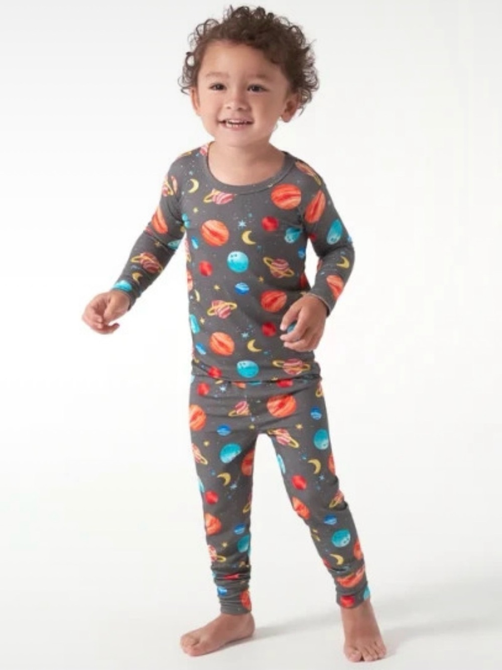 Gerber Gray Space Planet Pajama Set with Colorful Planets